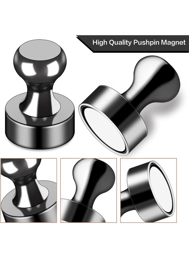 ChicAbode 16pcs مغناطيسات ثلاجة قوية, مغناطيسات ثلاجة سوداء, دبوس مغناطيسات دفع, مغناطيسات لوحة بيضاء قوية, مغناطيسات صغيرة, لخزانة, مطبخ, مكتب, مدرسة, خريطة ديكور, الكبار - Image 4